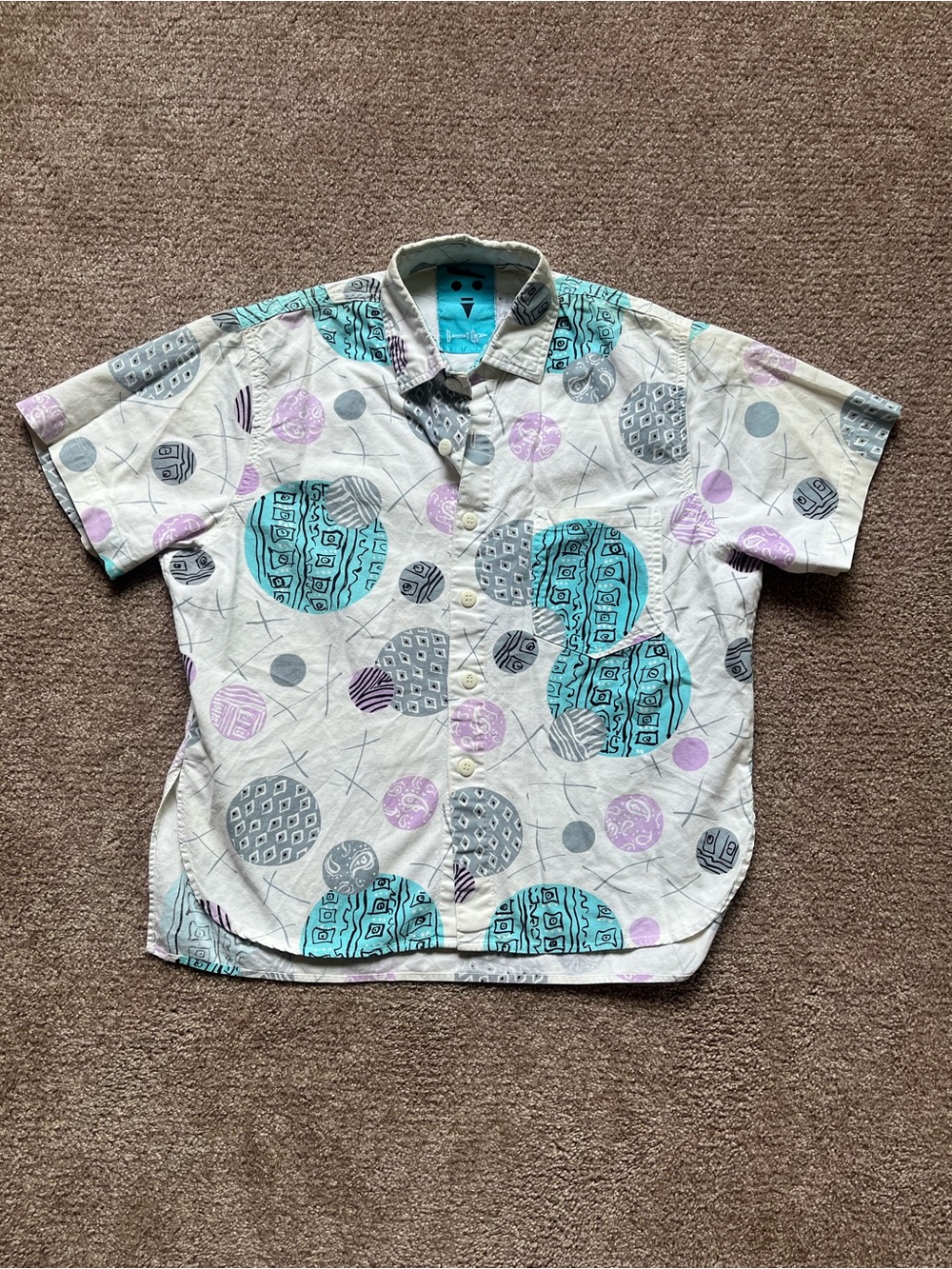 VTG 80’s Short Sleeve Button Front Abstract Print Shirt